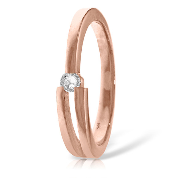 Galaxy Gold Products Jewelry - 14K. SOLID GOLD RING WITH NATURAL CHANNEL SET DIAMOND (Rose Gold)